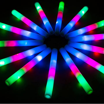 Shqdd Foam Glow Sticks Bulk, 174 Pack Giant 16 Inch Led Foam Sticks With 3 Modes Colorful Flashing, Glow In The Dark Party Suppl