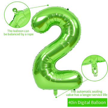Toniful 40 Inch Large Green Number 21 Balloons Giant Digital 21 Or 12 Helium Balloons, Foil Mylar Big Number Balloons For 12Nd O
