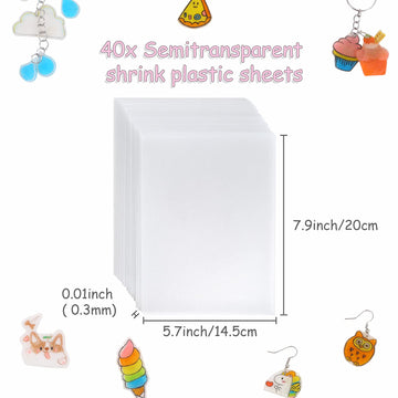 Auihiay 40 Pieces Shrink Plastic Sheets, Shrink Paper Kits for Mothers Day Decorations, Kids Creative Crafts, Great Mothers Day