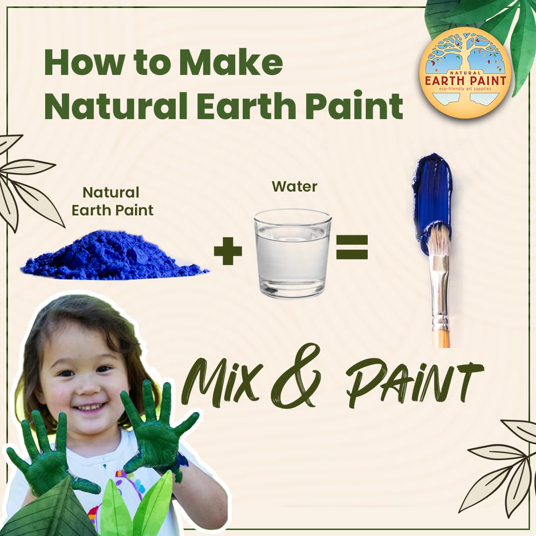 Natural Earth Paint Wooden Egg Kit - 6 Non-Toxic, Eco-Friendly Paints & Bamboo Brush - Easter Egg Decorating & Craft Set - Compo