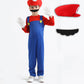 Aoibox Plumber Costume For Kids M&L Super Brothers Cosplay Boys Halloween Costumes Jumpsuit With Hat Mustache Rm