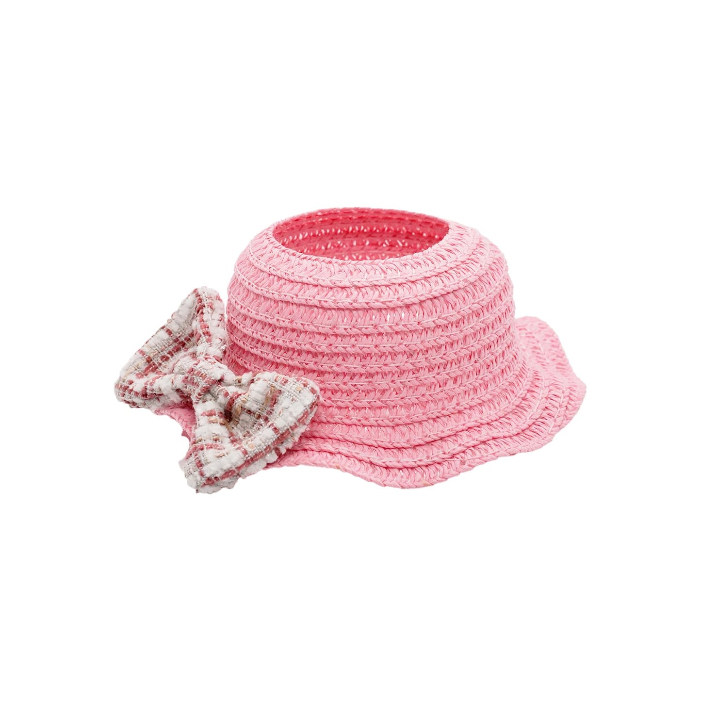 Doll Clothes for 17cm Dolls  enhanced Handmade Fashion Clothes 3 Piece Set Including a Weaving Hat  Clothes and Bow with High-End Dolls Accessories for Play & Display - Pure Pink (No Doll No Logo)