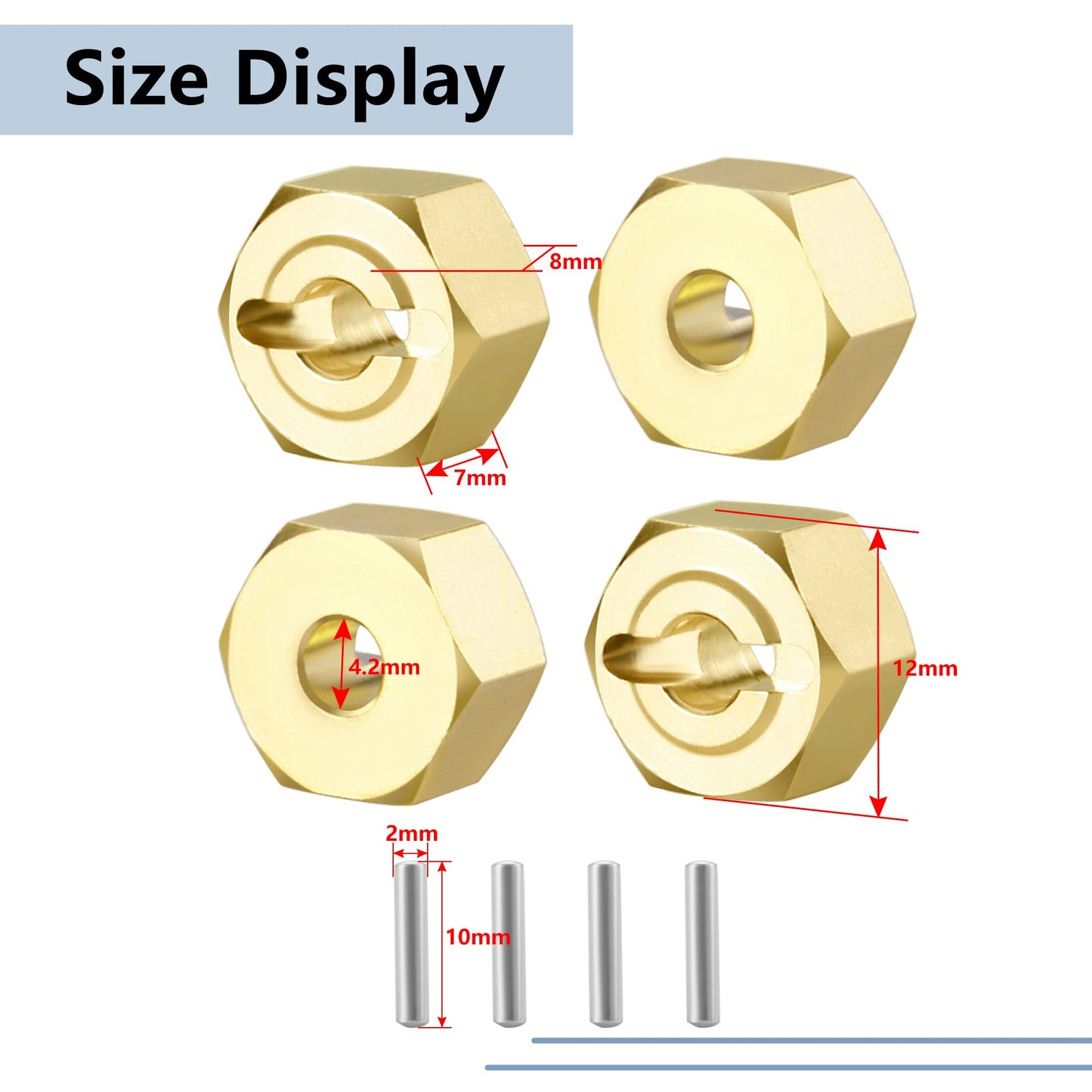 MORLORDY 4PCS RC Brass Hex Hub Adapters 8mm for Axial UTB18 Capra Trail Buggy Upgrades 1/18 Scale RC Crawler Car Accessories