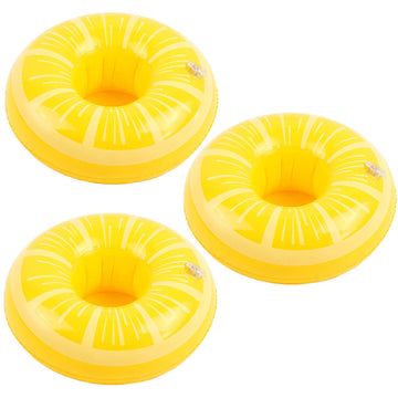 Inflatable Drink Holder 3 Pack Lemon Drink Pool Floats Cup Holders For Summer Pool Party, Variety Shape To Choose