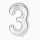 Flyloons 3 number Foil Balloon Silver 16 inch Size For Baby Kids Boys Girls Happy Birthday Anniversary Decoration Items 3rd Year