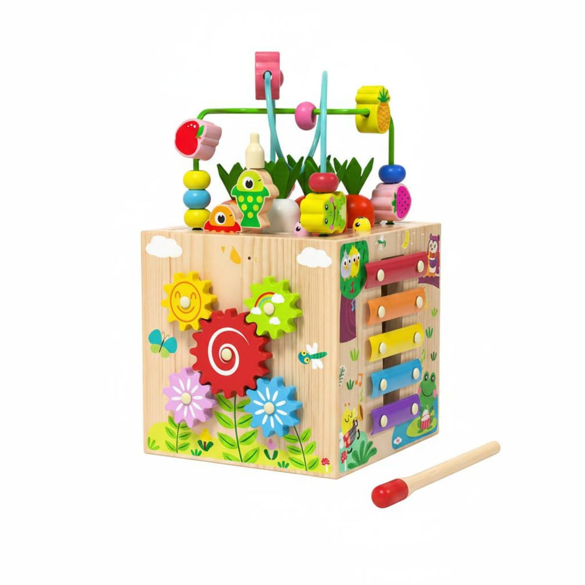 Clovrix Multifunction Early Learning Toy Box Educational Bead Maze 8 In 1 Activity Center Cube Parent Child Play For Children, T