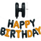 TONIFUL 16 Inch Black Orange Mylar Foil Birthday Balloons Banner Happy Birthday Balloon Letters for Adults & Girls Boys Kids Bir
