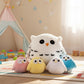 Hollowfly 5 Pcs Fat Owls Plush Toy Gift Set 9.5 Mom Owls with 4 Cute Colorful Babies Stuffed Animal in Zippered Butt Nurturing P