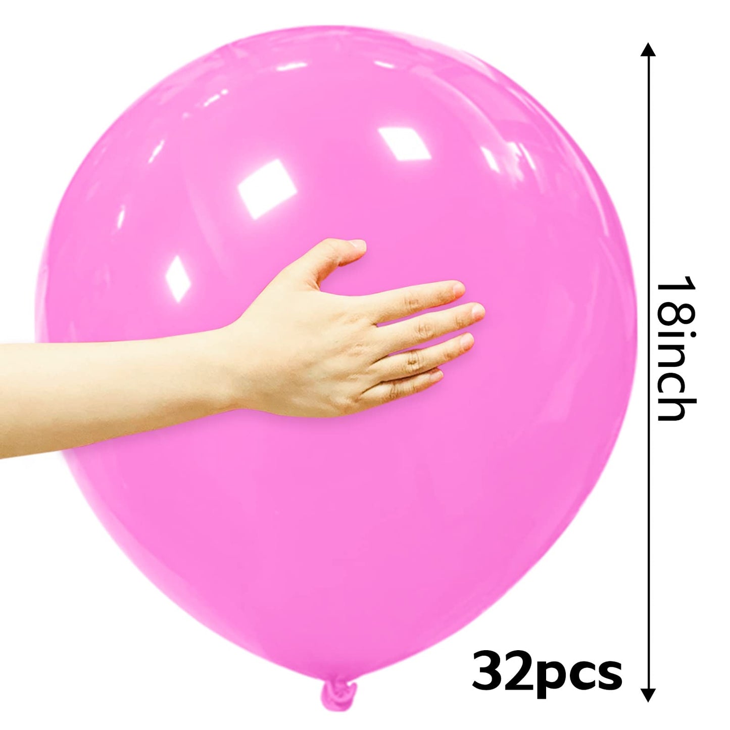 32Pcs Pink Big Balloons 18 Inch, Round Large Latex Party Balloons For Birthday Wedding Decorations. (Pink)