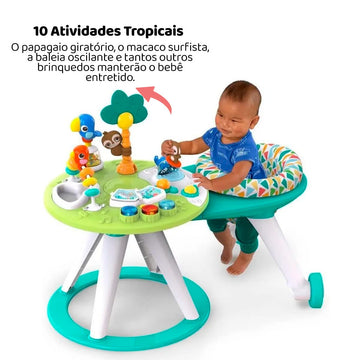 Bright Starts 2-in-1 Baby Walker & Activity Center, Tropical Cool, 6-24 Months, Model 11638, Plastic