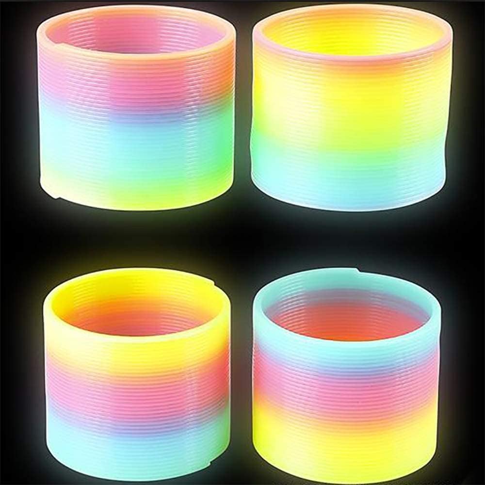 Plastic Coil Spring, Glow-In-The-Dark Magic Rainbow Slingy, Party Favor, Birthday Bag Filler, Stocking Stuffers, 3'' (80MM) (210