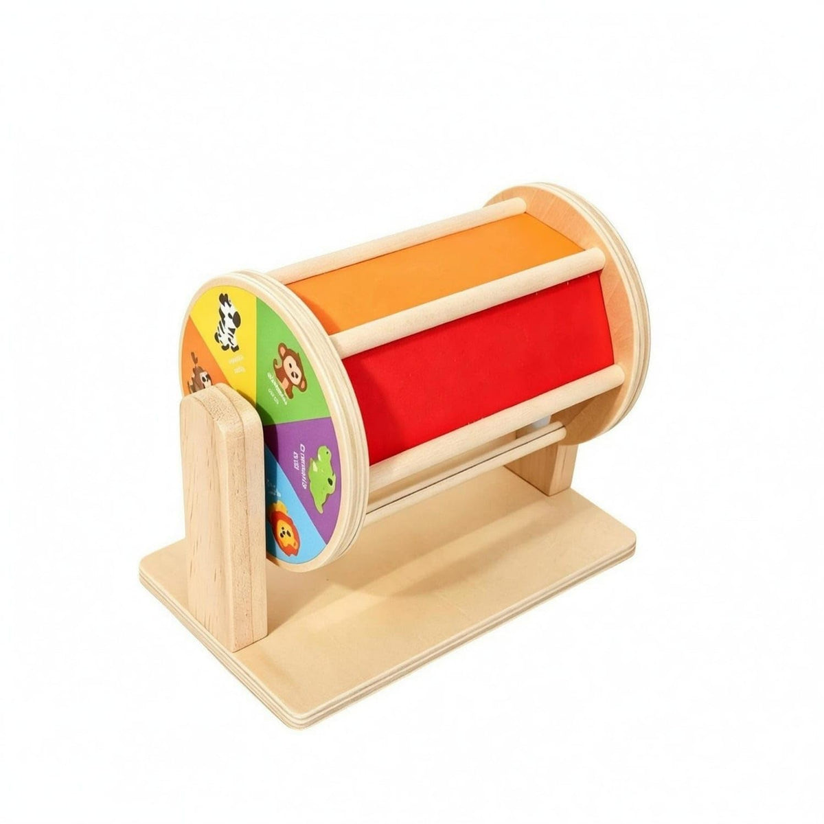 Clovrix HandEye Coordination Educational Drum Toy Fine Motor Skills Wooden Sensory Drum Rotating Infant Toy Item Grasping For I