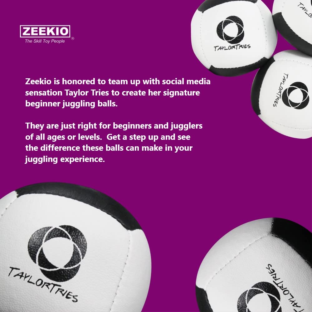 Zeekio Taylor Tries Signature Beginner Juggling Ball Set - 6 Panel Ball - 110 Grams 62Mm
