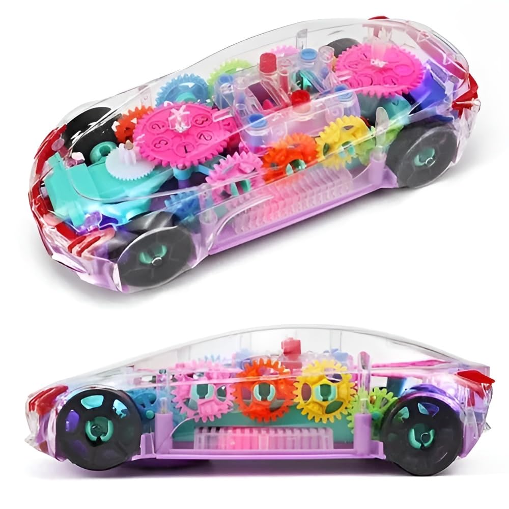 Zoha Technologies Concept Car for Kids with 360 Degree Rotation, Transparent, Light, Gear Simulation Mechanical Car with Sound 