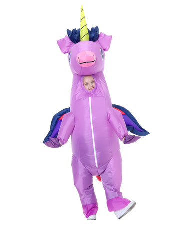 Hsctek Inflatable Unicorn Costume Kids Girls Boys, Blow Up Unicorn Costume Child, Halloween Costume Child Children, Purple