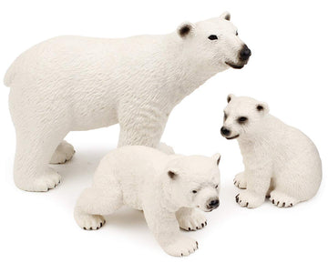 Uandme Polar Animal Toy Figurines Set, Includes Polar Bear Family & Emperor Penguin Family Figures