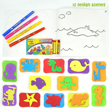 Imagimake Stamp Art Animal Kingdom | Crafts for Kids Ages 3-5 | Stamps for Kids with Easy Blending Pens | Arts and Crafts for Ki