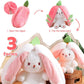 Miaodam 13.7Inch Large Easter Bunny Stuffed Animal, Kawaii Squishy Cute Easter Bunny Plush Turn Into Rabbit Fruit Doll Carrot Strawberry Pillow, Plushies Funny Bunny Toy For Baby Gifts For Girlfriend