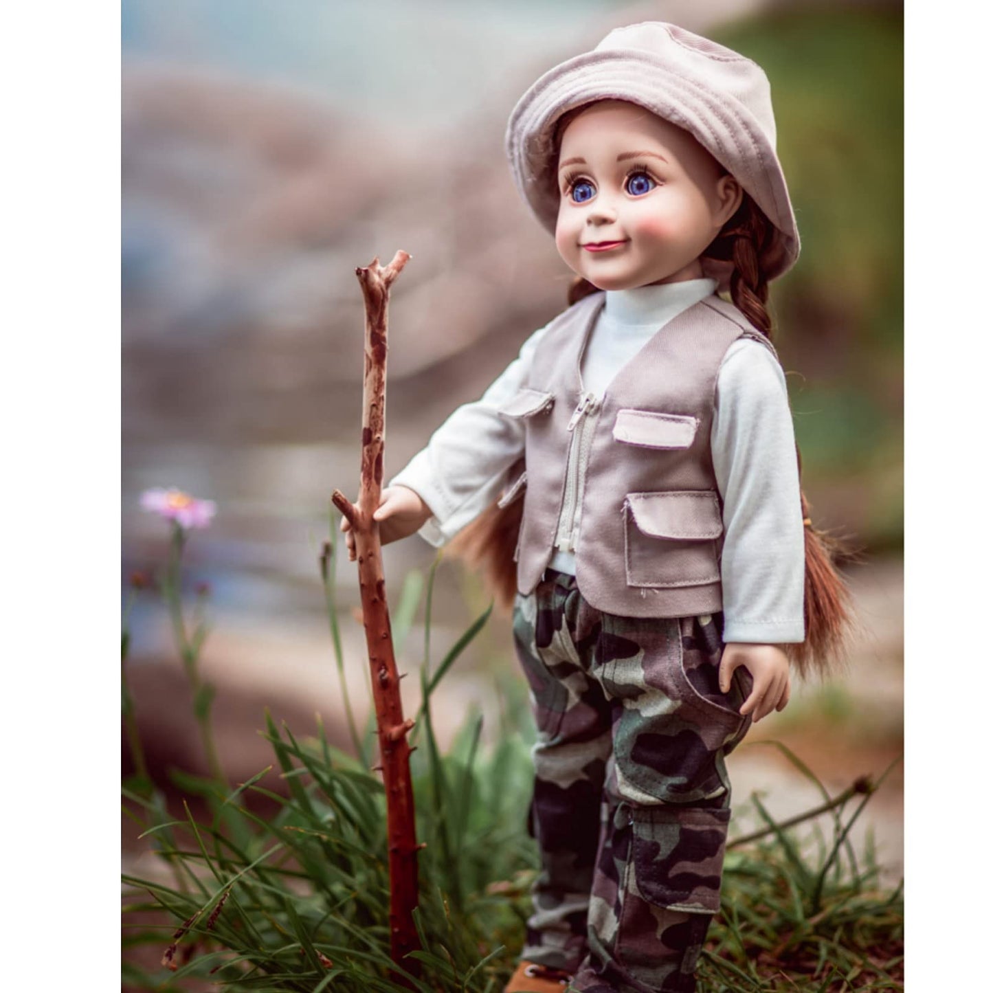 The Queen'S Treasures 18 Inch Doll Clothes & Accessories, 4 Pc Fishing Outfit With Pants, Hat, Vest & Shirt, Compatible For Use With American Girl Dolls, Doll Not Included