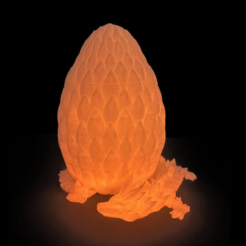 Flavery 3D Dragon Egg - Glow Orange - Easter Surprise Egg Toy with Flexible Dragon Inside, 3D Printed Gift, Figure Collection, D