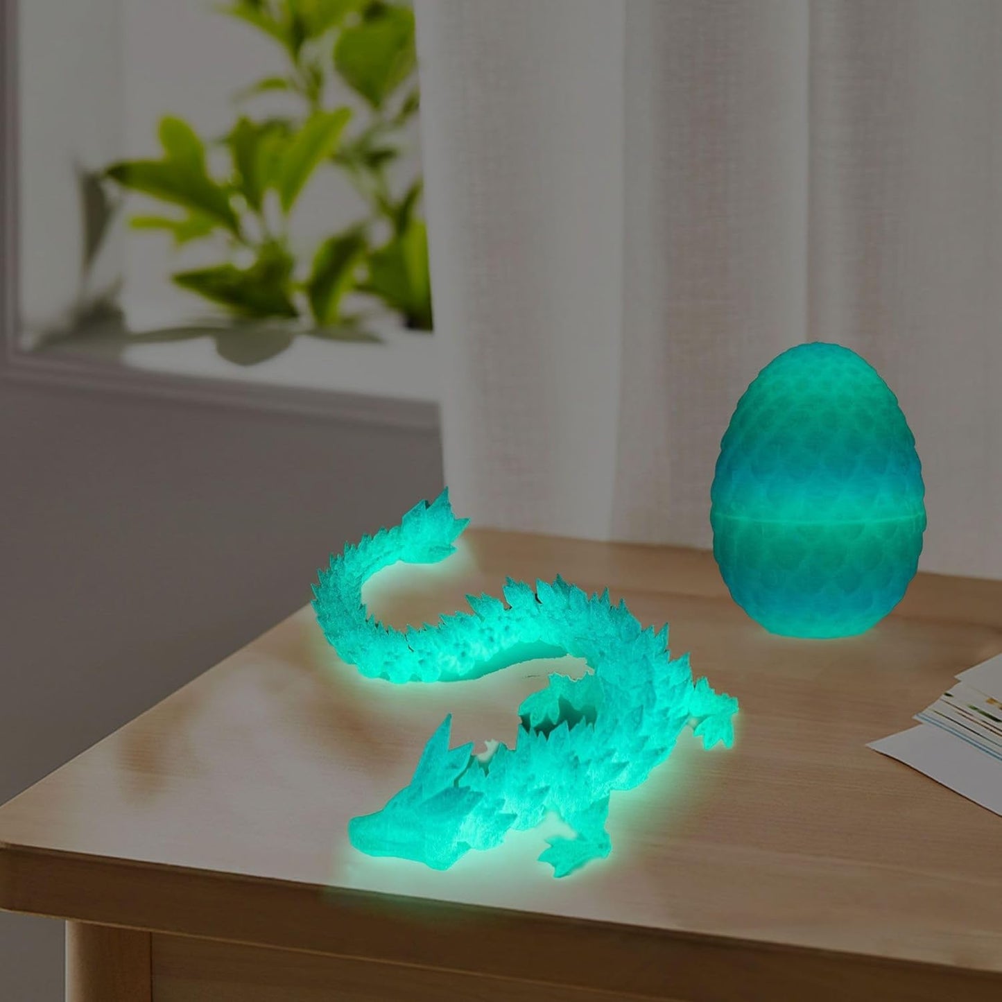 3D Printed Dragon Eggs with Dragon Inside - Fun Fidget Figurine Toys  Easter Basket Stuffers Surprise Mystery Crystal Printing Dragon Egg mature-themed Home Office Desk Decor Toy Gifts (Luminous)