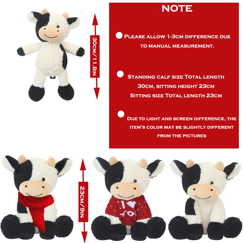 Zxmbeddings 9'' Cow Stuffed Animal,Cute Soft Stuffed Cow Plush Toy Gifts For Girls,Boys,Kids