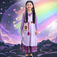 Zaisuifun Princess Asha Costume For Girls Wish Asha Dress Up Kids Halloween Cosplay Outfits With Accessories, Purple, 5-6 Years(