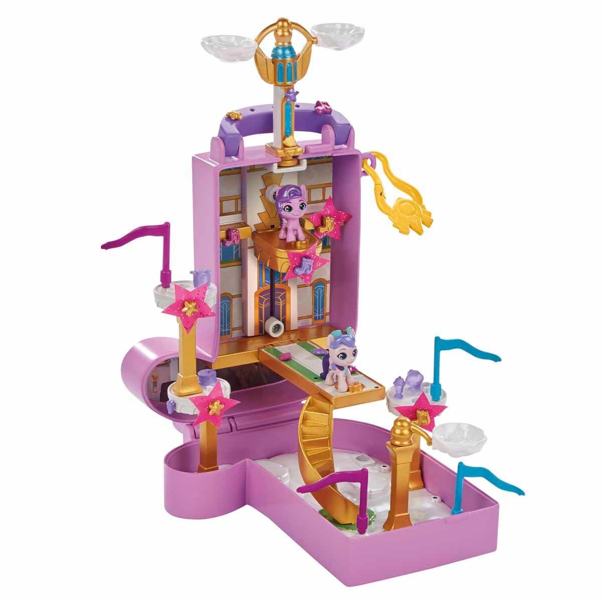 My Little Pony Mini World Magic Compact Creation Zephyr Heights Toy, Buildable Playset with Princess Pipp Petals Pony for Kids A