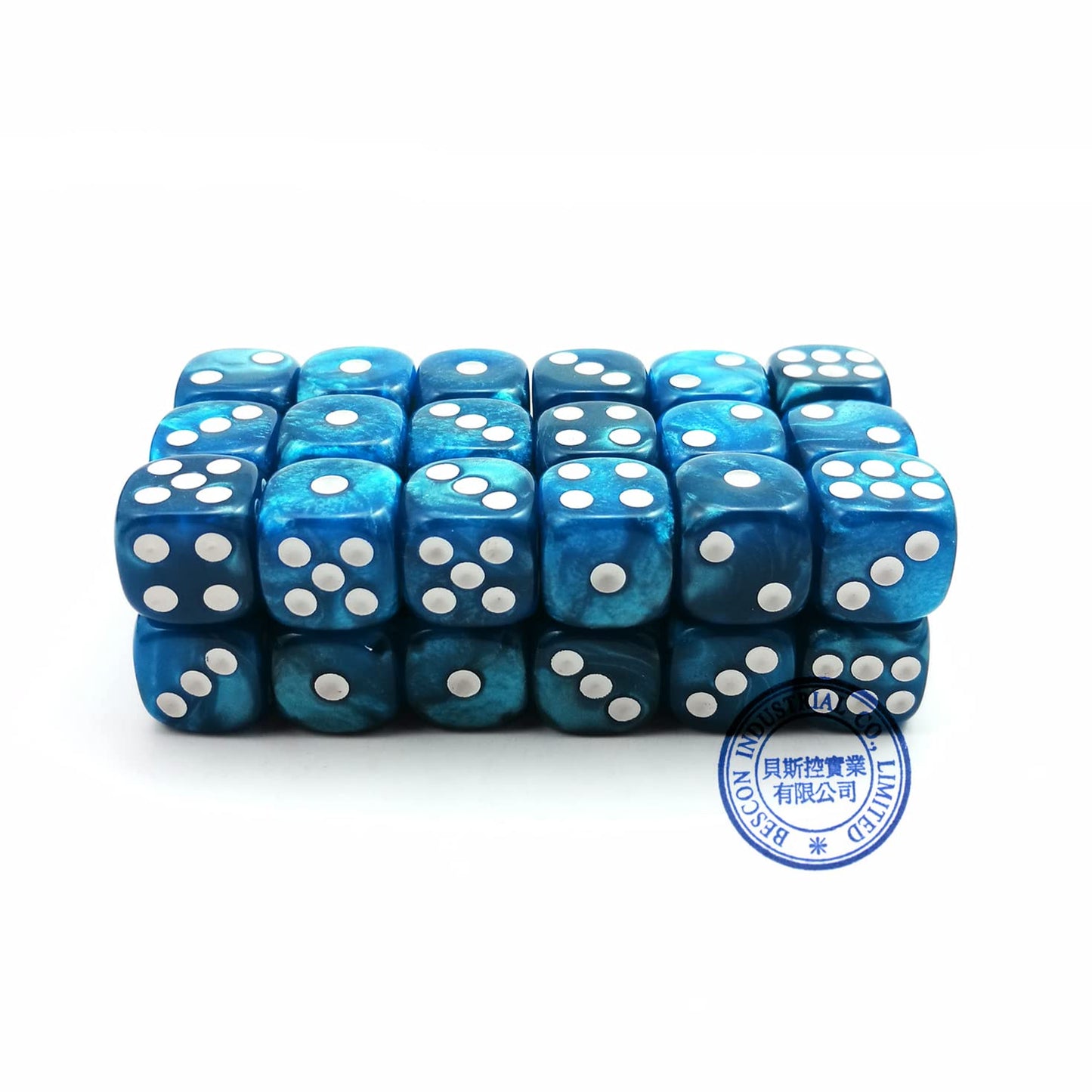 Bescon 12Mm 6 Sided Dice 36 In Brick Box, 12Mm Six Sided Die (36) Block Of Dice, Marble Blue