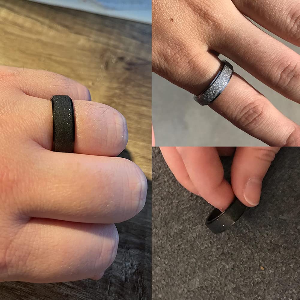 Modrsa Fidget Rings For Women Spinner Rings For Women Fidget Spinner Rings Stress Rings Roller Rings Black Silver Rings For Men Size 8