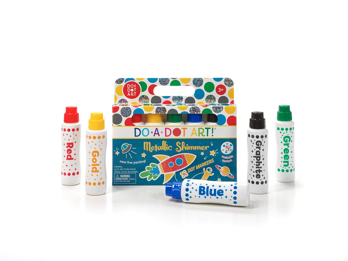 Kids Washable Dot Art Markers - New Metallic Shimmer Paint Daubers Non-Toxic For Children, Toddlers Preschool and Kindergarten T