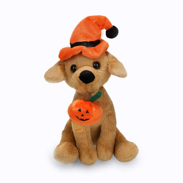 Plushland Halloween Pawpals 8 Inches Puppy Dog Plush Stuffed Toy Comes With Hat And Halloween Jack O Lantern - Pumpkin For Kids On This Holiday (Labrador)
