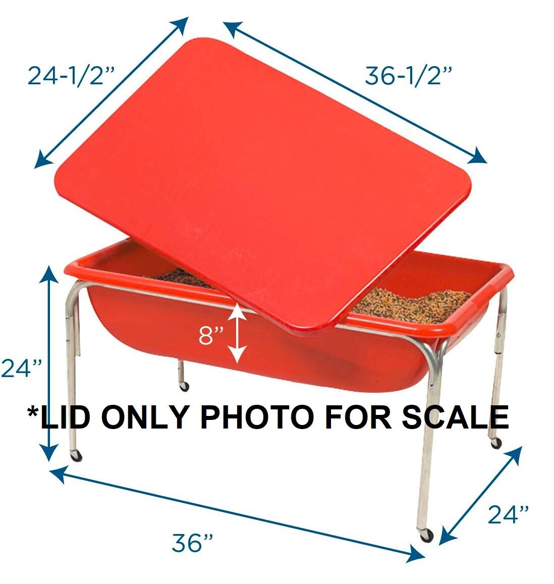 Children'S Factory 24'' Large Sensory Table, Sandbox With Lid, Water Table For Kids, Red