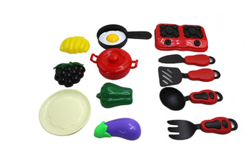 12pc Set of Kitchen Set Toys for Kids with pan, Stove and Many Others