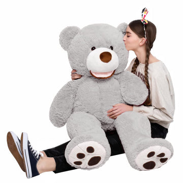 Morismos Giant Teddy Bear With Big Footprints Big Teddy Bear Plush Stuffed Animals (Gray, 39 Inches)