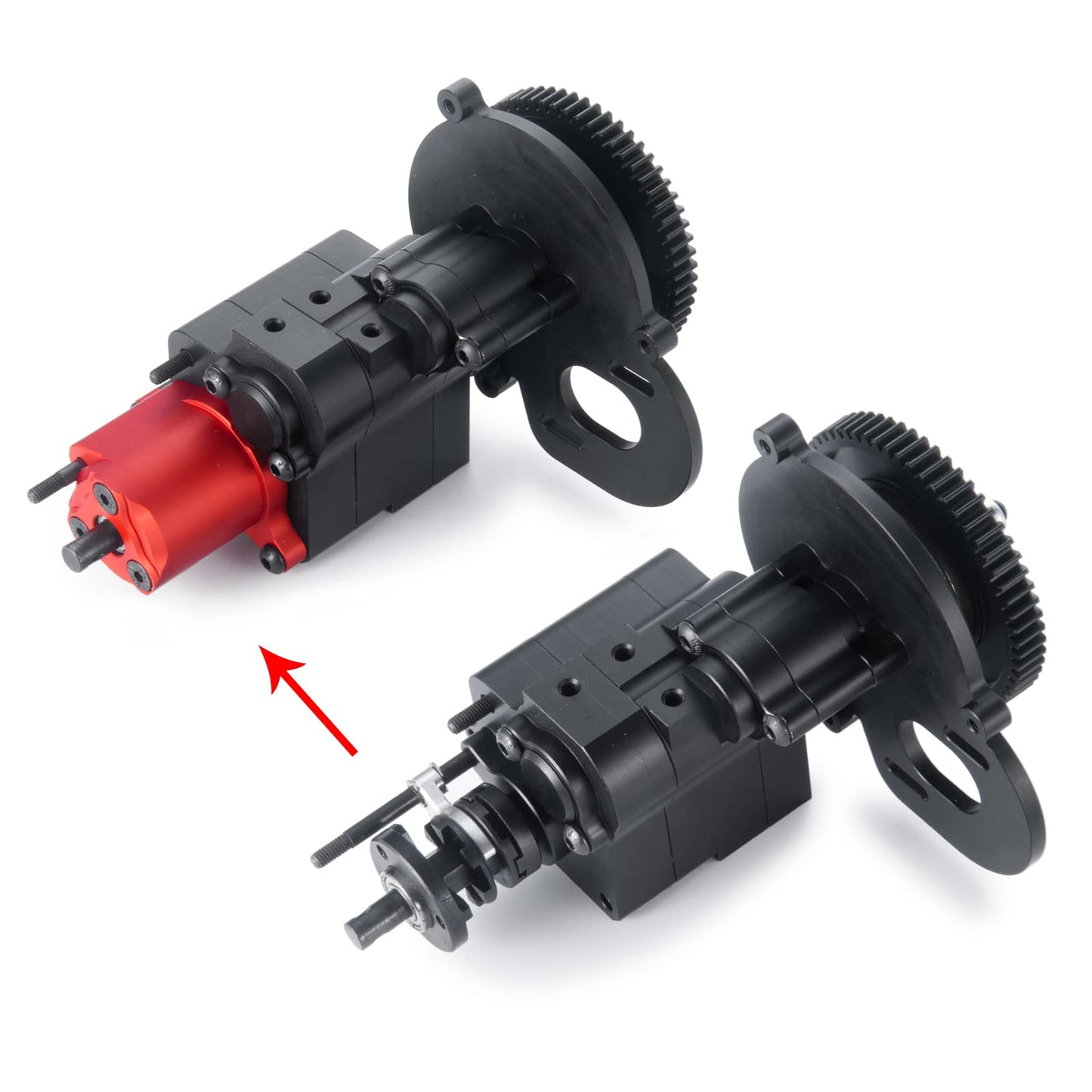 Benedict Harry 2 Speeds Metal Complete Transmission Case Gearbox with Dig Gear for 1:10 Axial SCX10 RC Crawler Car