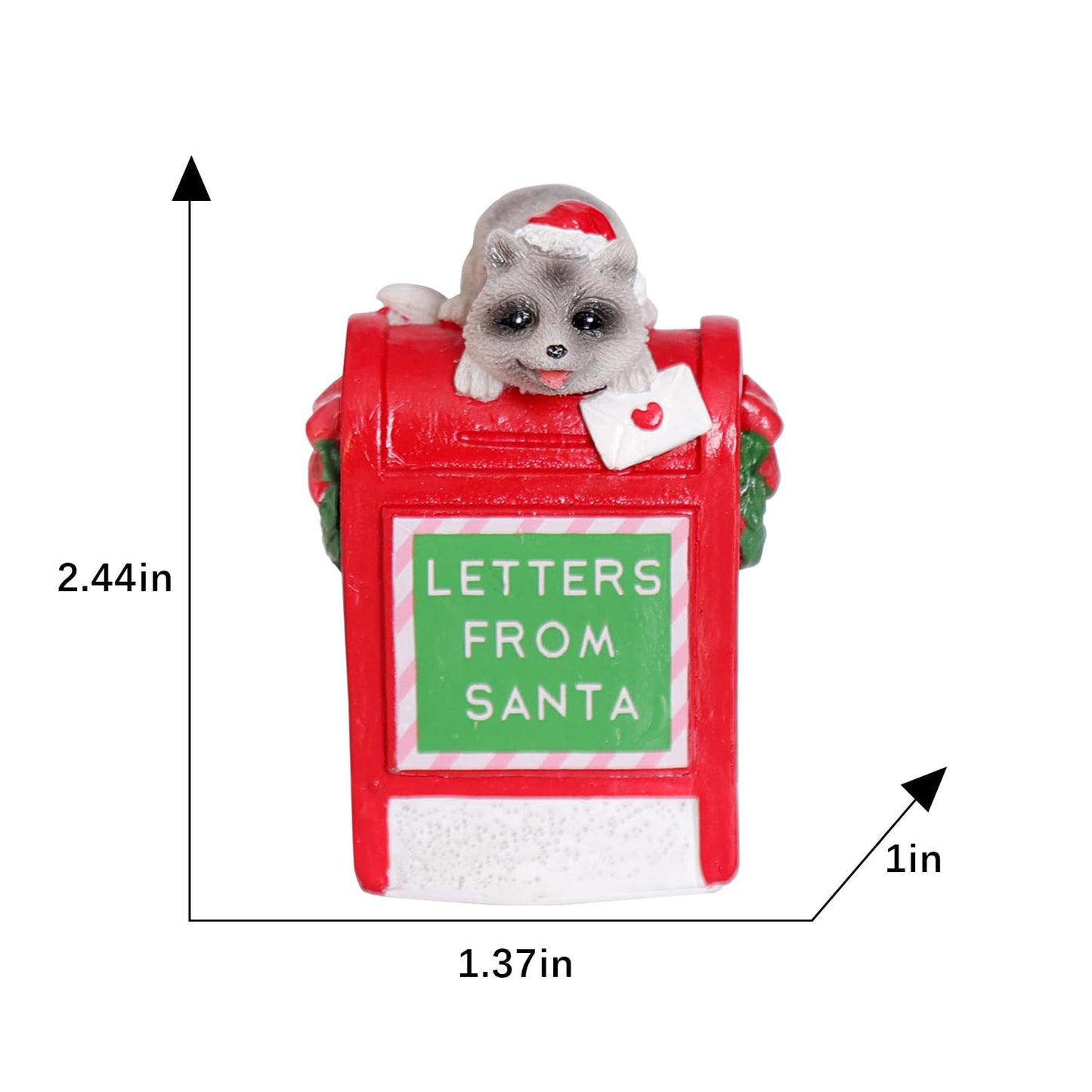 Christmas Village Accessories Ornaments Resin Christmas Village Sets Decoration For Xmas Festival Holiday (Raccoon Letters From