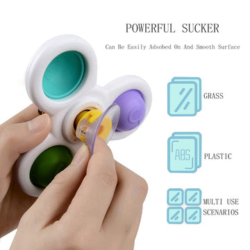3Pcs Suction Cup Spinner Bath Toy For 1 2 Year Old Baby Toys Spinning Top Baby Toys Sensory Toys For Toddlers 1-3 (Classic)