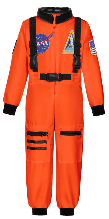 Costumerry Astronaut Costume For Kids Nasa Space Pilot Toddler Boys Birthday Halloween Costumes (Orange, 3-4 Years)