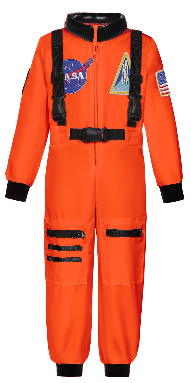 Costumerry Astronaut Costume For Kids Nasa Space Pilot Toddler Boys Birthday Halloween Costumes (Orange, 8-10 Years)