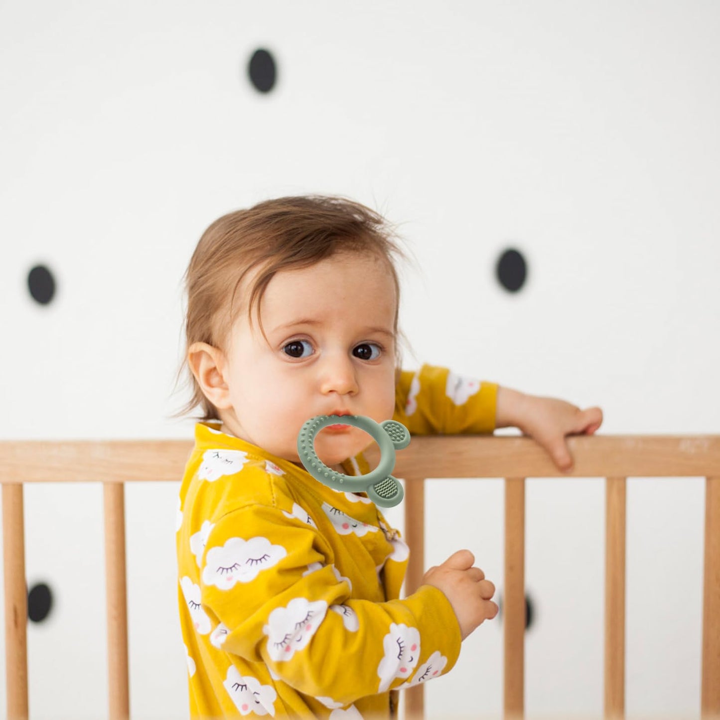 Eascrozn Baby Teething Toys - 3 Pack Silicone Teethers for 3-12 Months - BPA Free Easy to Hold - Yellow
