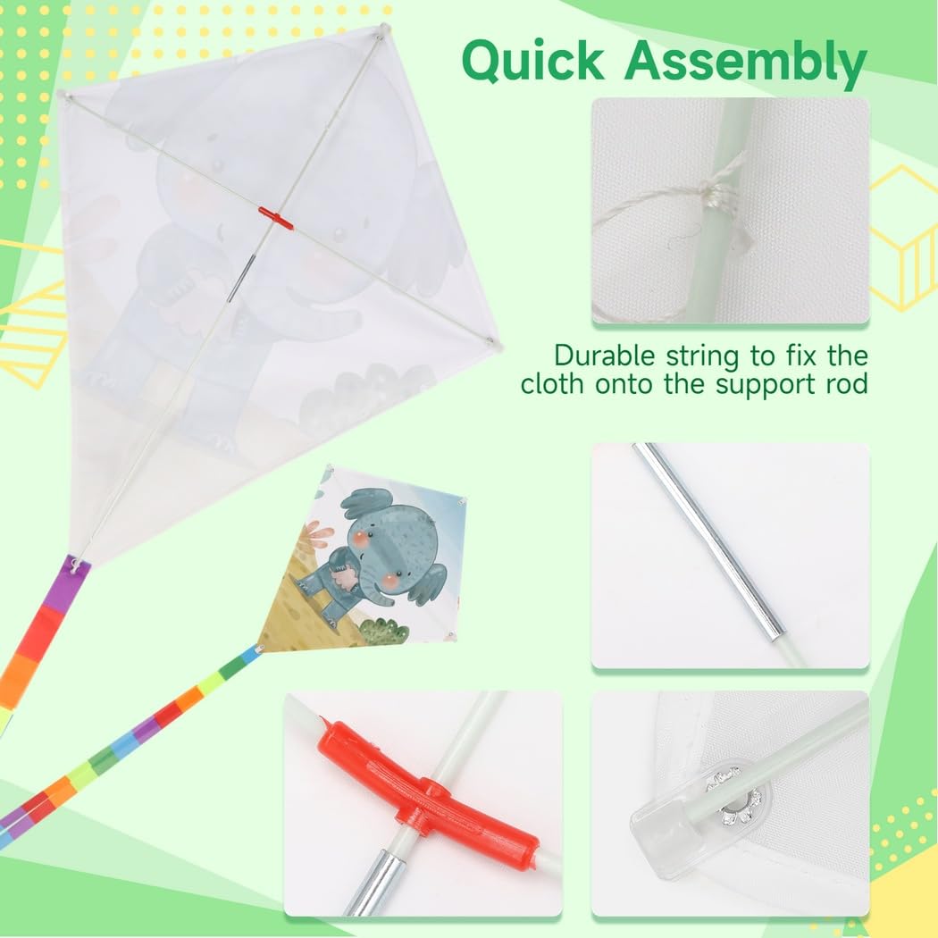 B Bangcool Diy Kids Kite Blank Kites Making Painting White Paper Blank Kites With Swivel Line For Kids Outdoor Park Beach Grassland Activities(20Pcs)