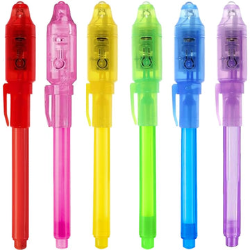 Eodvics Invisible Ink Pen With Light, 6 Pcs Magic Spy Pen For Secret Message, Birthday Party, And Kids Halloween Goodies Bags Toy