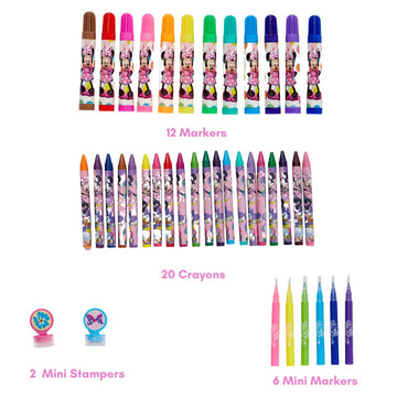 Innovative Designs Disney Minnie Mouse Coloring Art Set, 150+ Pieces, Multi, Foam, Includes Stickers & Stampers, Model 713451MRM