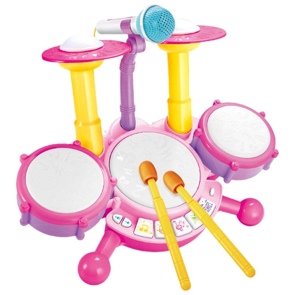 Bnf Kids Toddler Electric Drum Kit Set With Microphone Children Musical Toys Pink Baby | Toys For Baby | Developmental Baby Toys