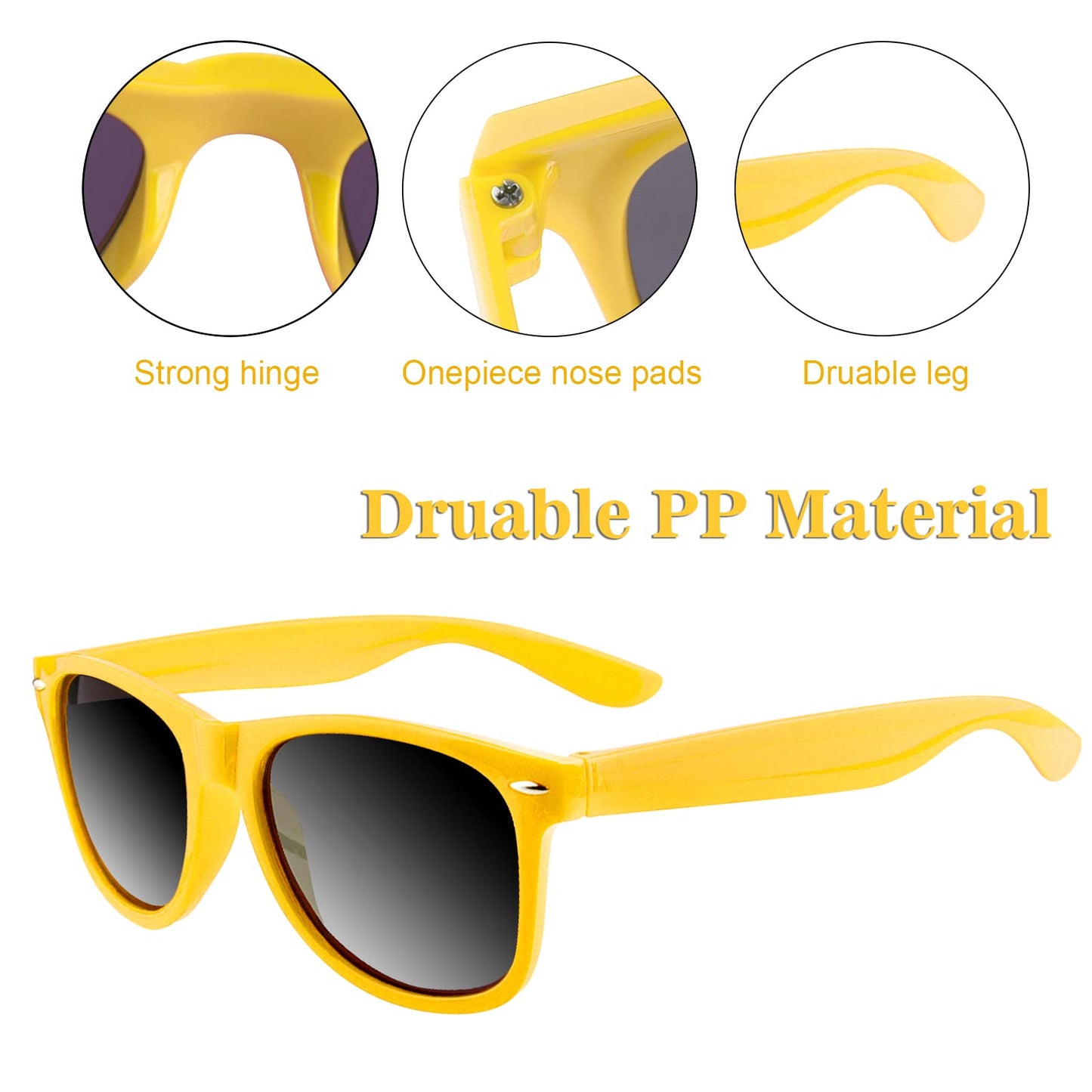 Tuparka 20 Pack Kids Sunglasses Bulk For Summer Pool Party Favors Birthday Parties Goody Bag Fillers, Yellow