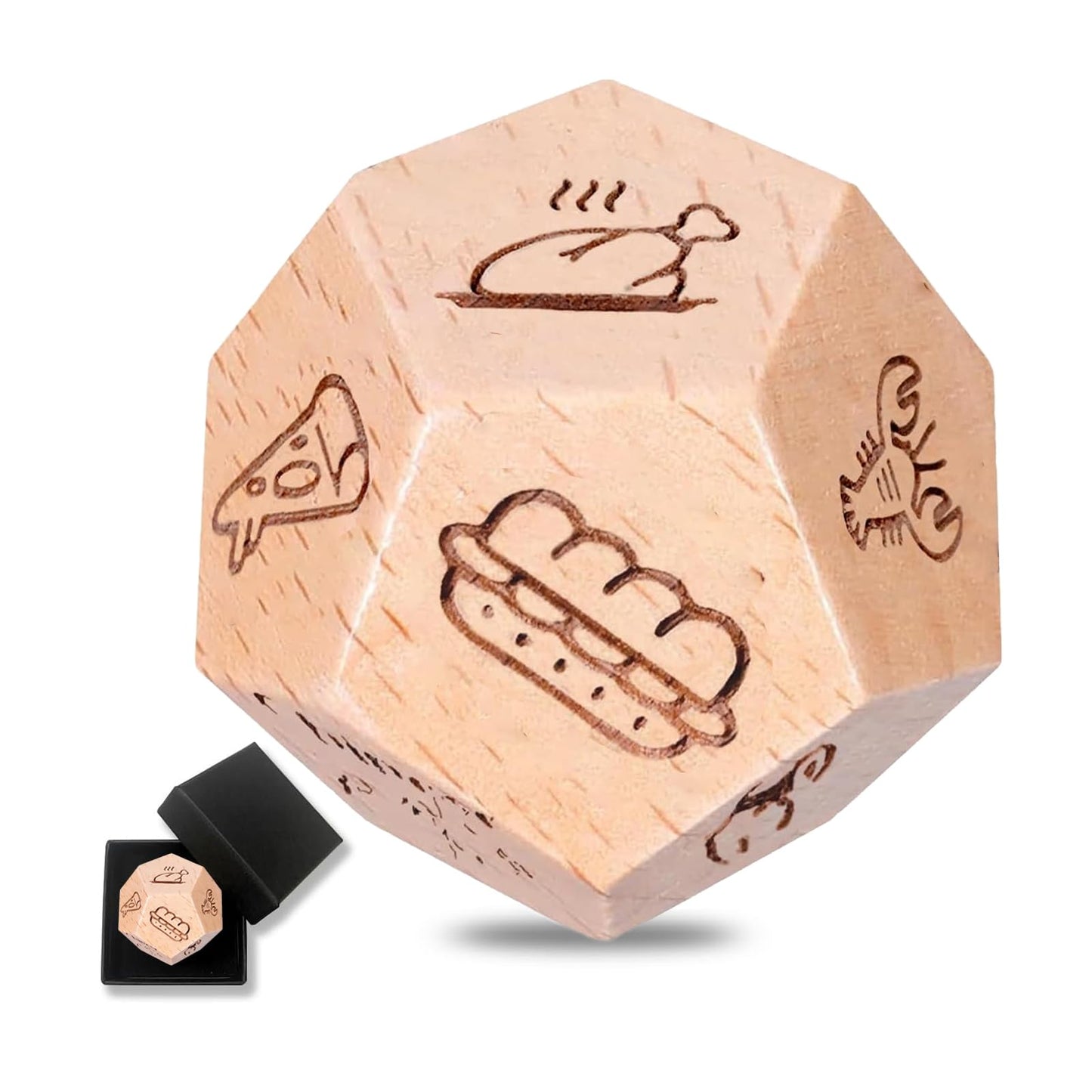 G-Lanthy Wood Food Decision Dice Date Night Dice for Couples Anniversary Valentines Day Gifts for Him Her Husband Wife 12 Sided