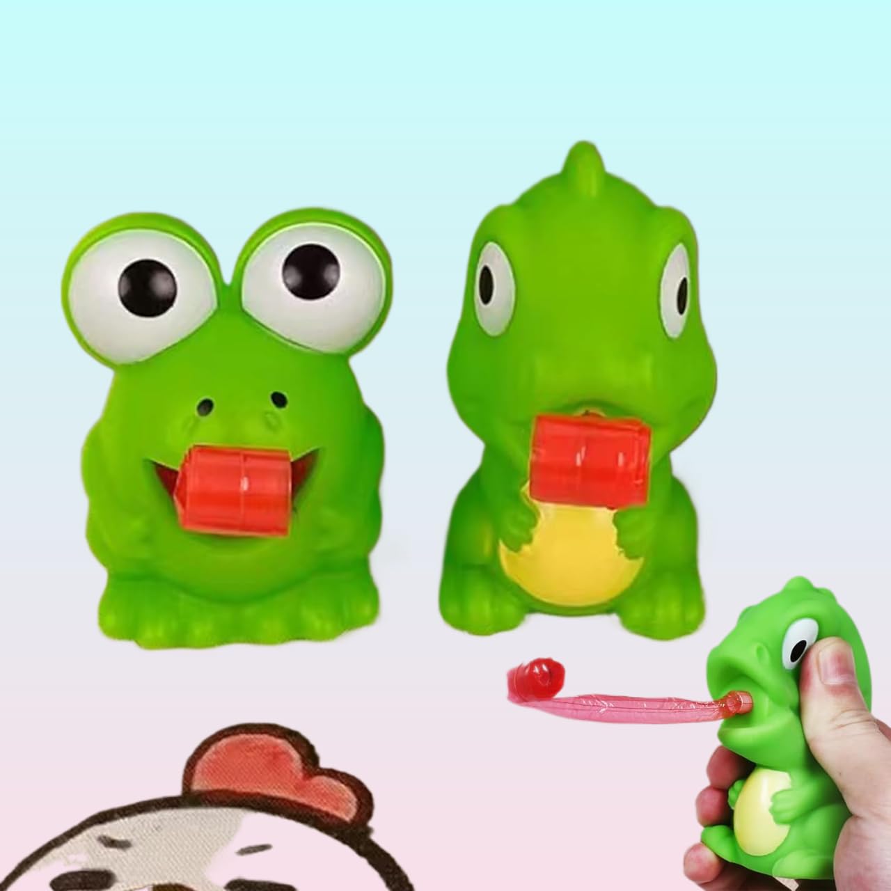 Lbkkc Frog Dinisaur Toys Tongue Sticking Out, Creative Party Favor, Novelty Relief Stress Squeeze Toys Funny Gags Gifts For Kids