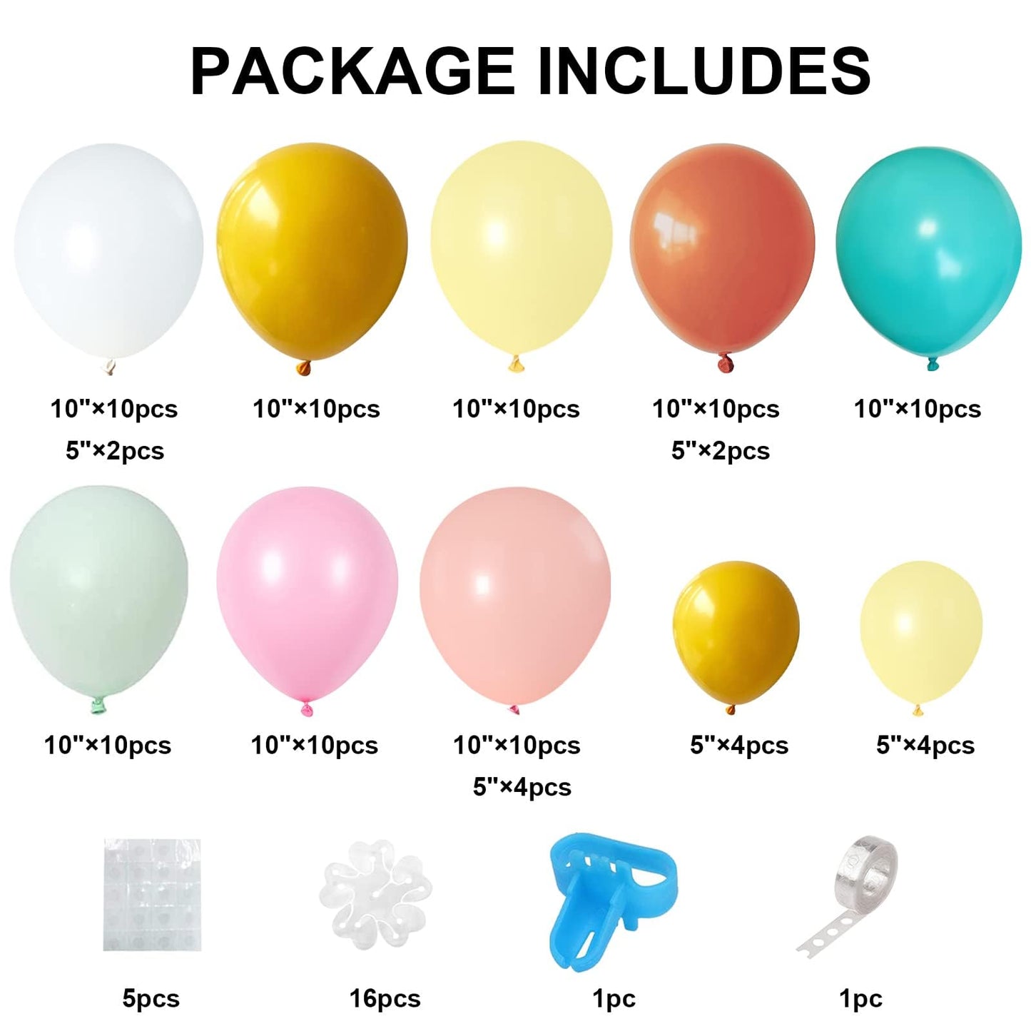 BTZO 16 Set Daisy Flower Balloons Kit - Multicolor Rubber Decorations for Birthday, Baby Shower, Wedding, and Retro Theme Parties