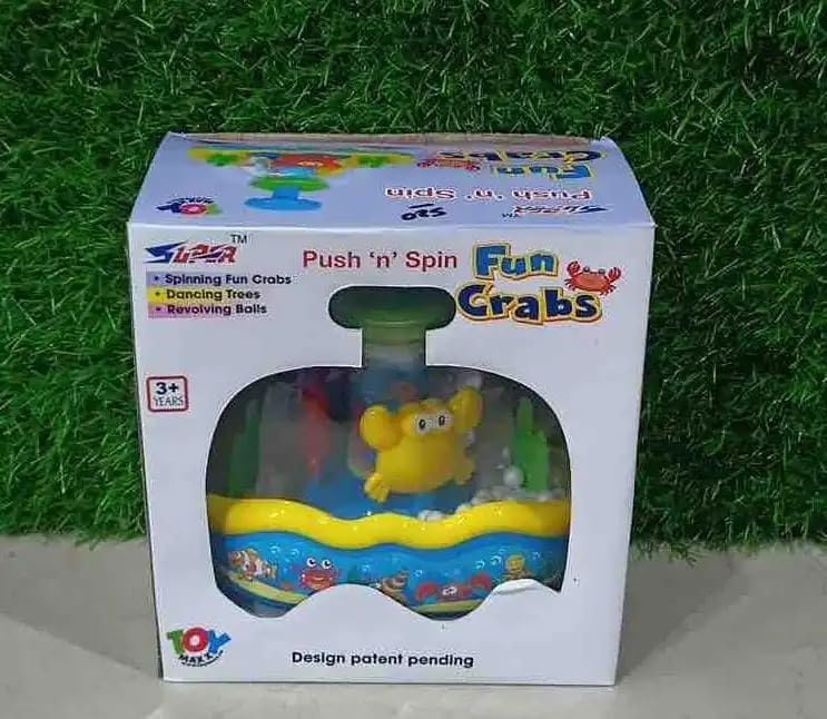 Negi Plastic Push And Spin Fun Crabs Spinner Toy  Multicolor Interactive Activity For Toddlers & Made In India, Durable Baby Pl